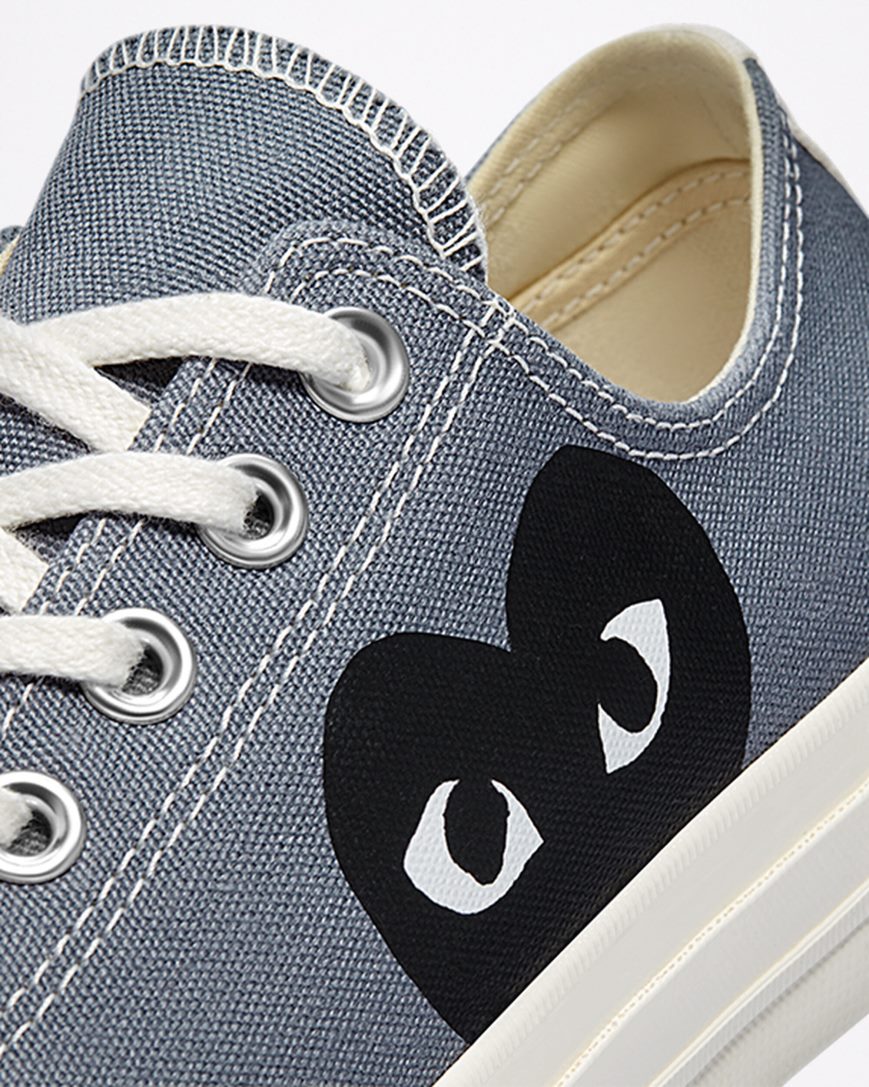 Men's Converse x Comme des Garçons PLAY Chuck 70 Low Top Shoes Grey / Black | AU 130E4X